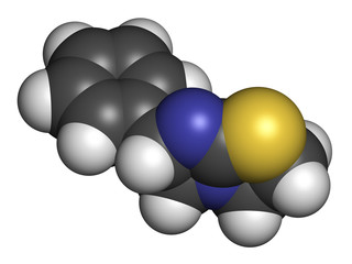 Levamisole antihelmintic drug molecule.