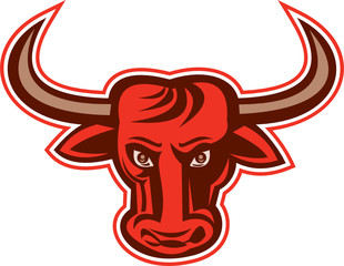 Angry Bull Head Front Retro