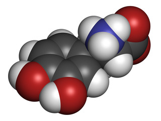 L-DOPA (levodopa) Parkinson's disease drug molecule.