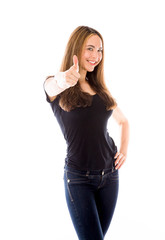 Fototapeta premium model isolated positive attitude thumbs up