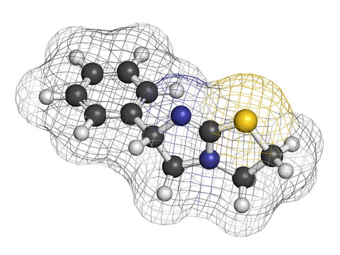 Levamisole antihelmintic drug molecule. 