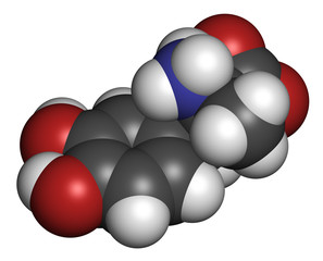 Methyldopa high blood pressure (hypertension) drug molecule.
