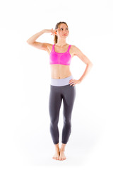 Fototapeta premium model isolated on plain background hand gesture gun