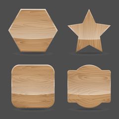 Set wooden sign boards with glossy