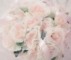 Bouquet of white roses in soft style.