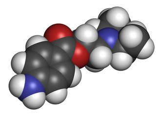 Procaine topical anesthetic drug molecule.