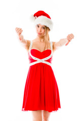 negative model showing thumbs down