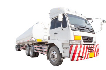 heavy oil container truck isolated white background