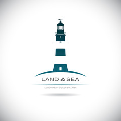 Label with a picture of the lighthouse