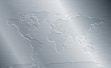 Brushed metal with world map