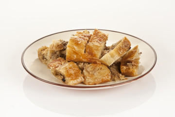 Turkish style meat stuffed filo dough borek served kol boregi