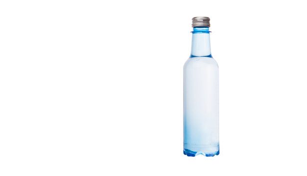 A plastic bottle of mineral water over white background