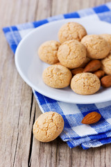 Sweet almond cookies in plate, traditional italian biscuit