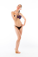 Obraz premium model isolated on plain background thinking