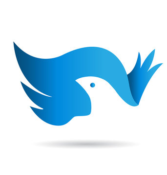 Bue bird and wings icon logo vector