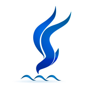 Blue bird waves icon logo vector