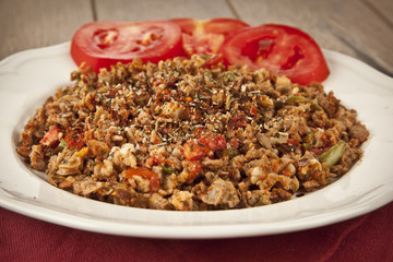 Turkish Kokorec - lamb intestine food portion