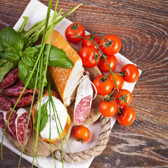 Bruschetta sandwiches with cottage cheese