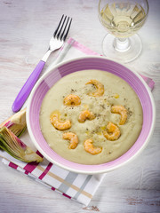soup with artichoke and shrimp