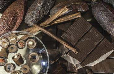 Chocolate bonbons and chocolate bar