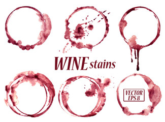 Watercolor wine stains icons - 72038413