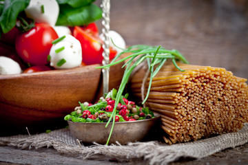 Mozzarella cheese with cherry tomatoes and basil