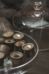 Chocolate bonbons in dish