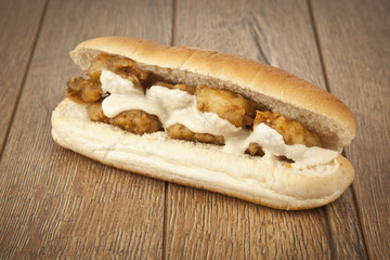 Turkish chop Fried mussels / Midye Tava sandwich