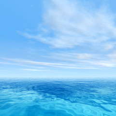 Obraz premium Conceptual blue sea or ocean water with sky