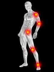 Obraz premium 3D human man anatomy with articular pain