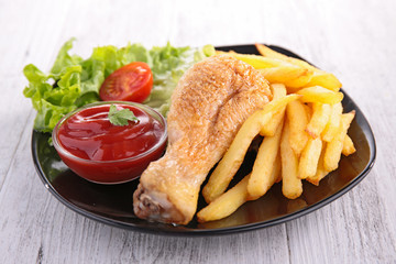 fried chicken and french fries
