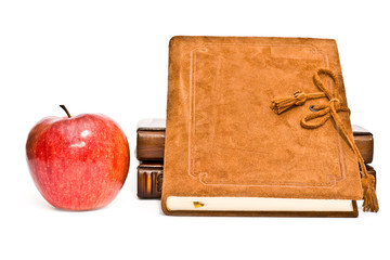 red apple and book