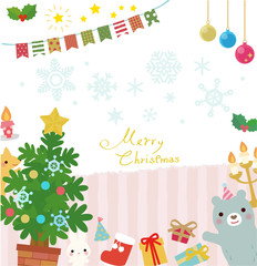 クリスマスと動物のフレーム