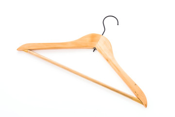 clothes hanger wooden isolated on white background