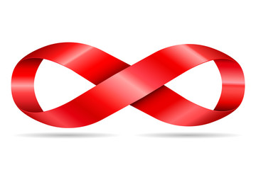 red ribbon in shape limitless, infinity symbol