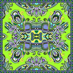 Traditional ornamental floral paisley bandanna. Square ornament
