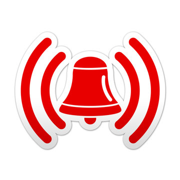 Pegatina simbolo rojo campana de alarma