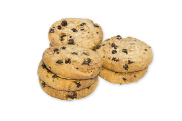 Chocolate chip cookie isolated on white background