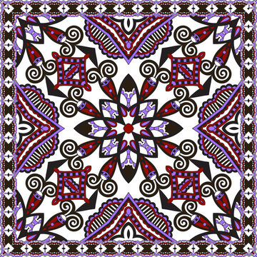 Traditional ornamental floral paisley bandanna. Square ornament