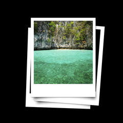 Photo frame of Phuket island sea isolated on black background