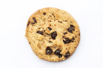 Chocolate chip cookie isolated on white background