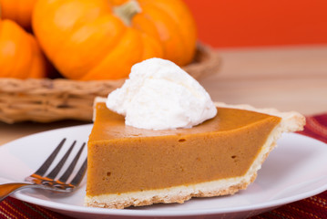 Closeup of Pumpkin Pie Slice