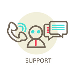Headset Contact. Live Help. Support icon. Vector