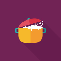 kitchenware pot flat icon with long shadow,eps10