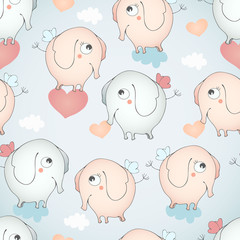 Funny elephants falling in love.