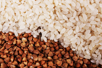 Rice and buckwheat as background