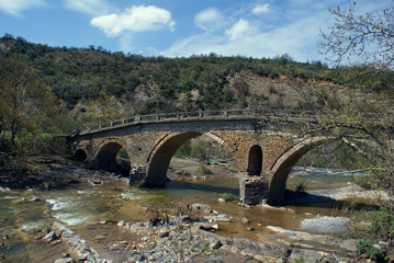 Old traditional stone made bridge at Epirus, Greece