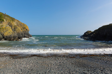 View to sea Cadgwith Cornwall England UK Lizard Peninsula