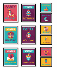 Christmas poster banner design flat background set, eps10