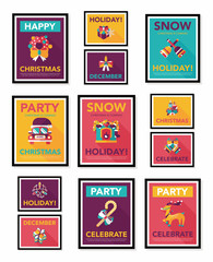 Christmas poster banner design flat background set, eps10